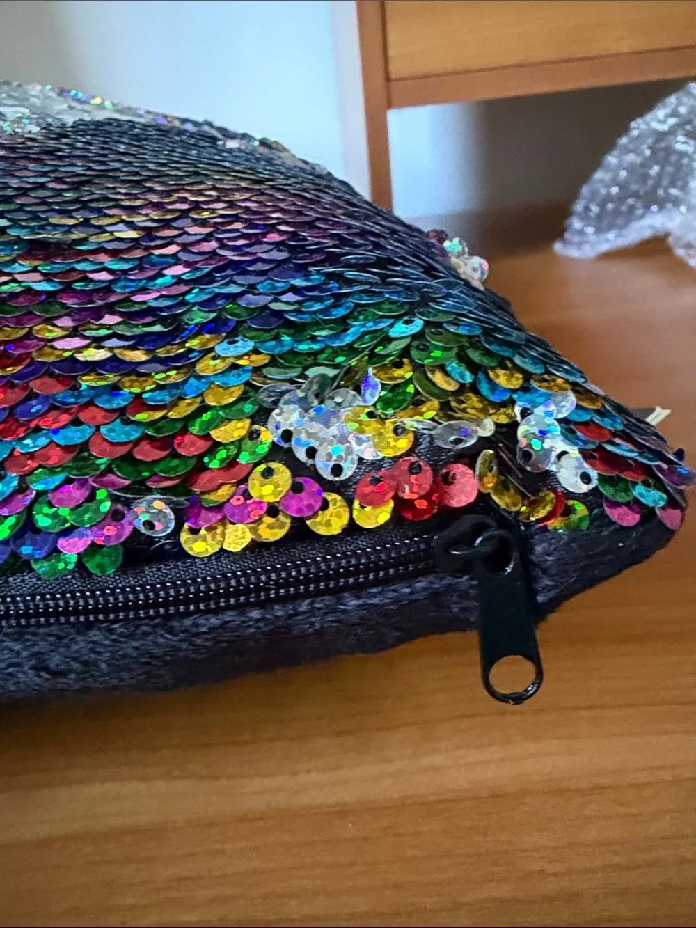 Rainbow Sequin Decorative Pillow. NWT